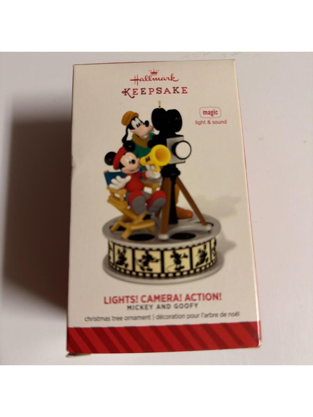 Hallmark Ornament   Disney Mickey & Goofy  2014 Lights! Camera! Action! Magic